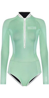 2024 Wallien Womens Nikki Van Dijk Bikini Cut 1mm Front Zip Springsuit Wetsuit 101006 - Aquamarine Gradient